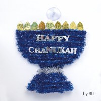 Menorah Tinsel Decoration Blue
