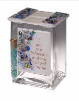 Tzedakah Box Fused Glass I am My Belovd's Glass Tube Design