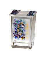 Tzedakah Box Fused Glass Geometric Shape Design
