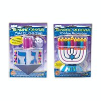 Blinking Menorah & Draydel Window Decorations Assorted