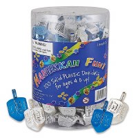 Bulk Blue and Silver Metalic Dreidels - 100 Dreidels per Tub