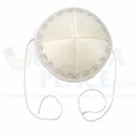 Bris Yarmulka Satin with Silver Trim Beige