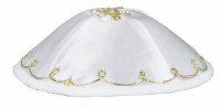 Bris Yarmulka Satin with Silver Trim