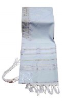 Tallis Prayer Shawl Acrylic Size 24 White and Gold Stripes 24" x 72"