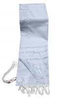 Tallis Prayer Shawl Acrylic Size 18 White and Silver Stripes 18" x 72"