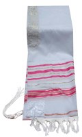 Tallis Prayer Shawl Acrylic Size 24 Fuchsia and Gold Stripes 24" x 72"