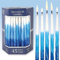 Premium Tapered Hand Decorated Multi Blue Frosted Chanukah Candles