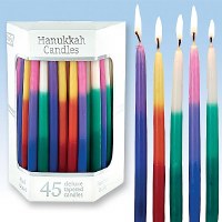 Premium Tapered Multi Tri Colored Hand Decorated Chanukah Candles