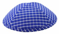 Cool Kippah Blue and White Checked Suit Material 4 Part 19cm