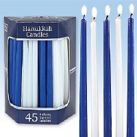 Deluxe Tapered Chanukah Candles Blue and White