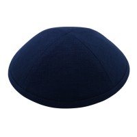 Cool Kippah Navy Blue Linen 4 Part 17cm