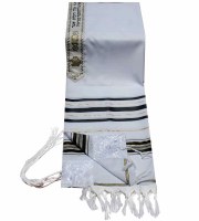 Tallis Prayer Shawl Acrylic Size 18 Black and Gold Stripes 18" x 72"