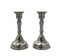 Candlesticks Hammered Metal Stem 5" Silver
