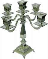 Silver Plated 5 Branch Candelabra 15"H