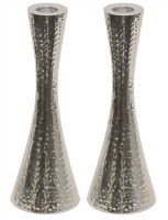 Hammered Nickel Candlesticks Pinched Cylinder Shape