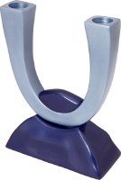 Yair Emanuel Anodized Aluminum U-Shape Candlesticks - Blue