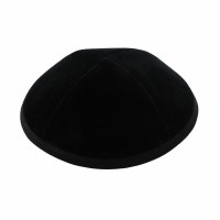 Cool Kippah Black Velvet 4 Part with Rim Size 17cm