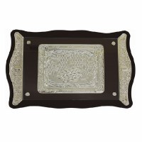 Challah Tray Challah Tray Wood & Silver Plated #CT19428-M