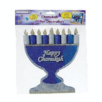 Chanukah Glitter Decoration - Large Menorah