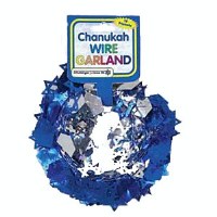 Chanukah Wire Garland with Stars and Draydels - Blue & Silver