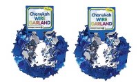 Chanukah Wire Garland with Stars and Draydels - Blue & Silver - 2 Pack