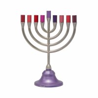 Yair Emanuel Pewter Candle Menorah Classic Style Maroon 6.5" H