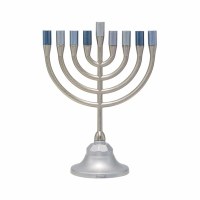 Yair Emanuel Pewter Candle Menorah Classic Style Gray 6.5" H