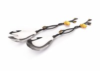Classic Touch MFO97 Hammered Stainless Steel Salad Servers