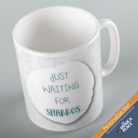 Jewish Phrase Mug Just Waiting for Shabbos 11oz