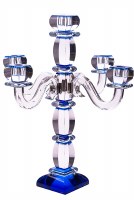 Crystal Candelabra 5 Branches Accentuated with Deep Blue Accents