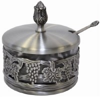 Decorative Pewter Dish with Glass Insert