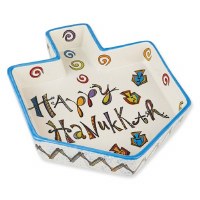 Happy Chanukah Ceramic Dreidel Tidbit Server