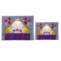 Yair Emanuel Raw Silk Tallit and Tefillin Bag Set - Pomegranates in Blue