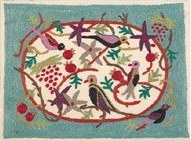 Yair Emanuel Hand Embroidered Afikoman Bag - Birds on Blue