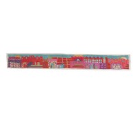 Yair Emanuel Hand Embroidered Atara Jerusalem Scene Red 29"