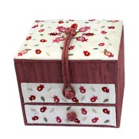 Yair Emanuel Two Drawer Embroidered Jewelry Box - Pomegranate