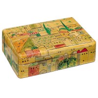 Yair Emanuel Medium Wooden Jewelry Box - Wood Look with Jerusalem