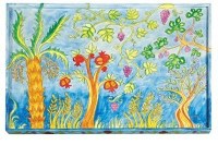 Yair Emanuel Challah Board with Lucite Protector - Seven Species