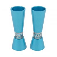 Candlesticks Turquoise Cone Shaped Designed by Yair Emanuel