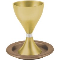 Yair Emanuel Anodized Aluminum Kiddush Cup and Plate - Gold