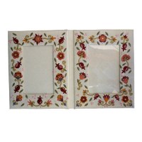 Yair Emanuel Embroidered Double Picture Frame - Pomegranate
