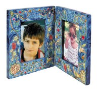 Yair Emanuel Double Wooden Painted Picture Frame - Peacock