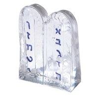 Yair Emanuel Glass Paperweight - Luchos with Alef Bet
