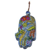 Yair Emanuel Small Wood Painted Hamsa - The Seven Species