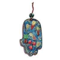 Yair Emanuel Small Wood Painted Hamsa - Jewish Motifs