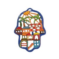 Yair Emanuel Laser Cut Metal Hamsa - Jerusalem
