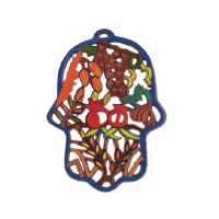 Yair Emanuel Laser Cut Metal Hamsa - The Seven Species