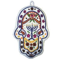 Yair Emanuel Embroidered Hamsa Small - Menorah
