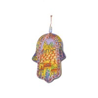 Yair Emanuel Small Glass Chamsa - The Western Wall