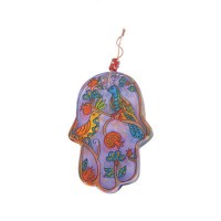 Yair Emanuel Small Glass Chamsa - Birds and Pomegranates